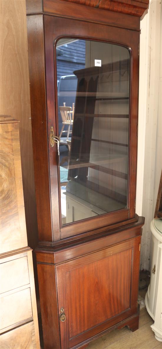 A Victorian mahogany standing corner cupboard W.80cm